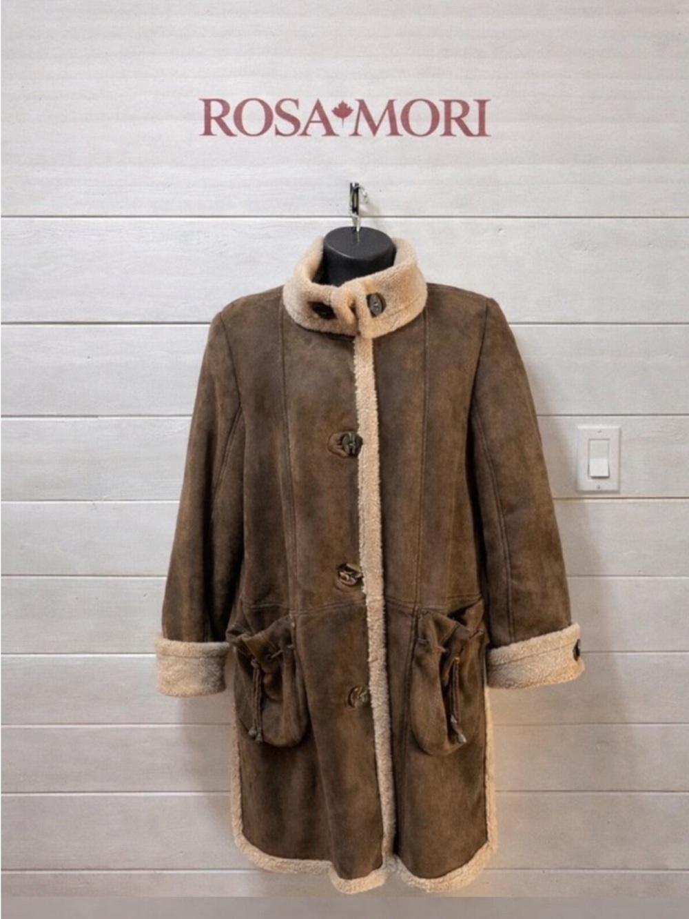 Rosa Mori Genuine Shearling Coat Brown – Size M